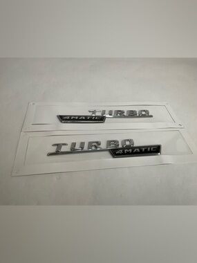 1pair TURBO 4MATIC Letters Fender Emblem Badge Emblems Fit For Mercedes